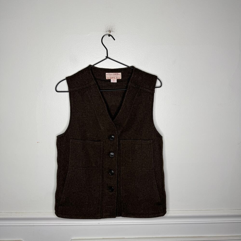 Filson Mackinaw Wool Brown Vest Mens Small - Picture 2 of 9